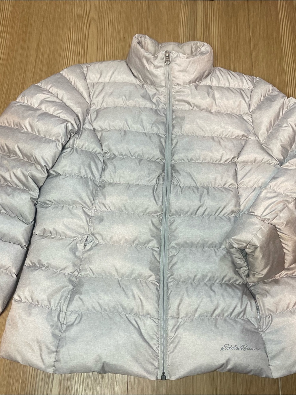 Eddie Bauer 650 Fill Down Quilted Puffer Jacket Light Heathered Grey Women's L